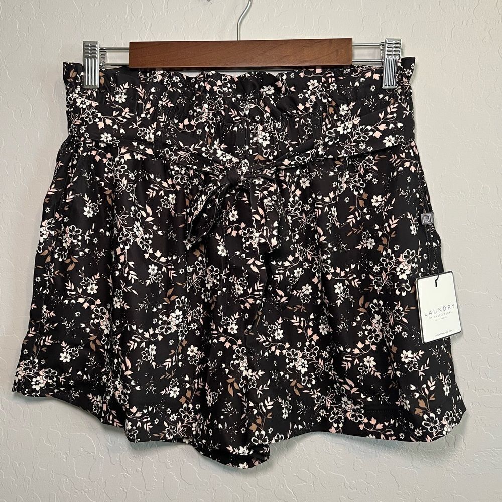 LAUNDRY by Shelli Segal Peach Floral Paper Bag Waist Shorts Size Small